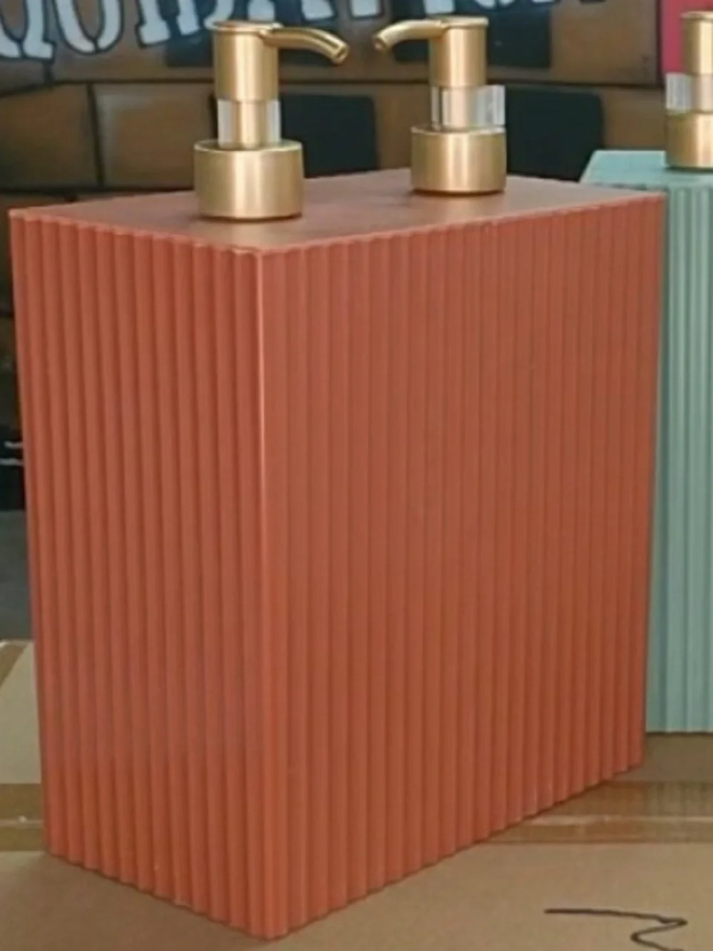 Gold refillable Ribbed shampoo & conditioner (soap & lotion) Dispensers